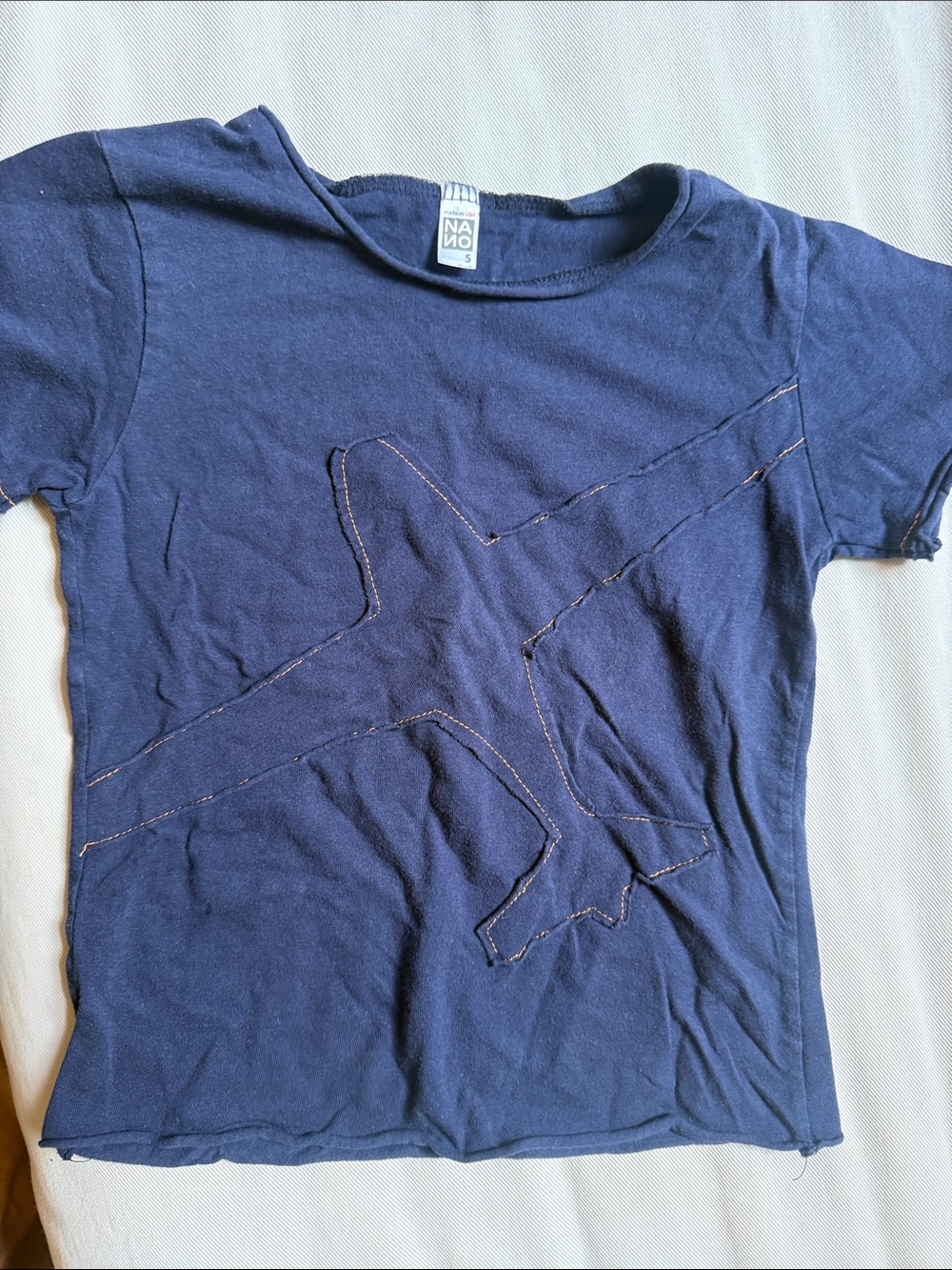 Nano Boys Navy Short Sleeve Tee with Airplane Stitch